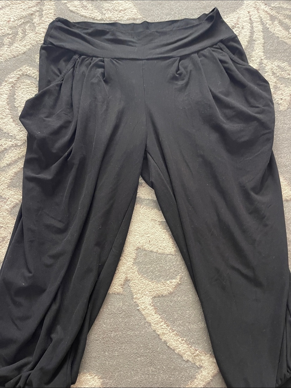 Black Harem Jogger Pants Maternity Comfort Soft Stretch XL